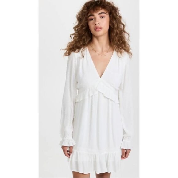 PAIGE  Odelise Long Sleeve Mini Dress in White Size S - Picture 4 of 12